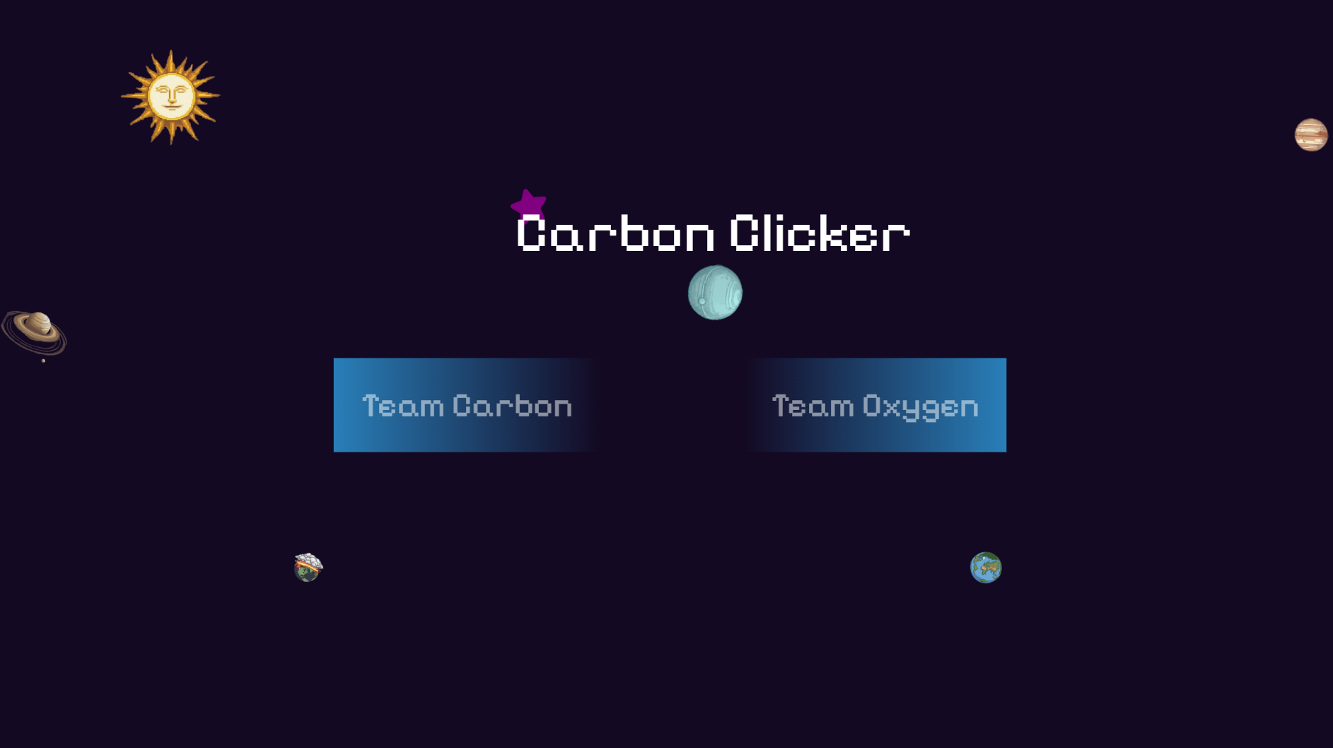 The Main screen of carbon clicker